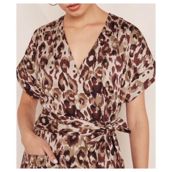 HP J Crew Leopard Satin Wrap Dress Sz XSP - Picture 3 of 8